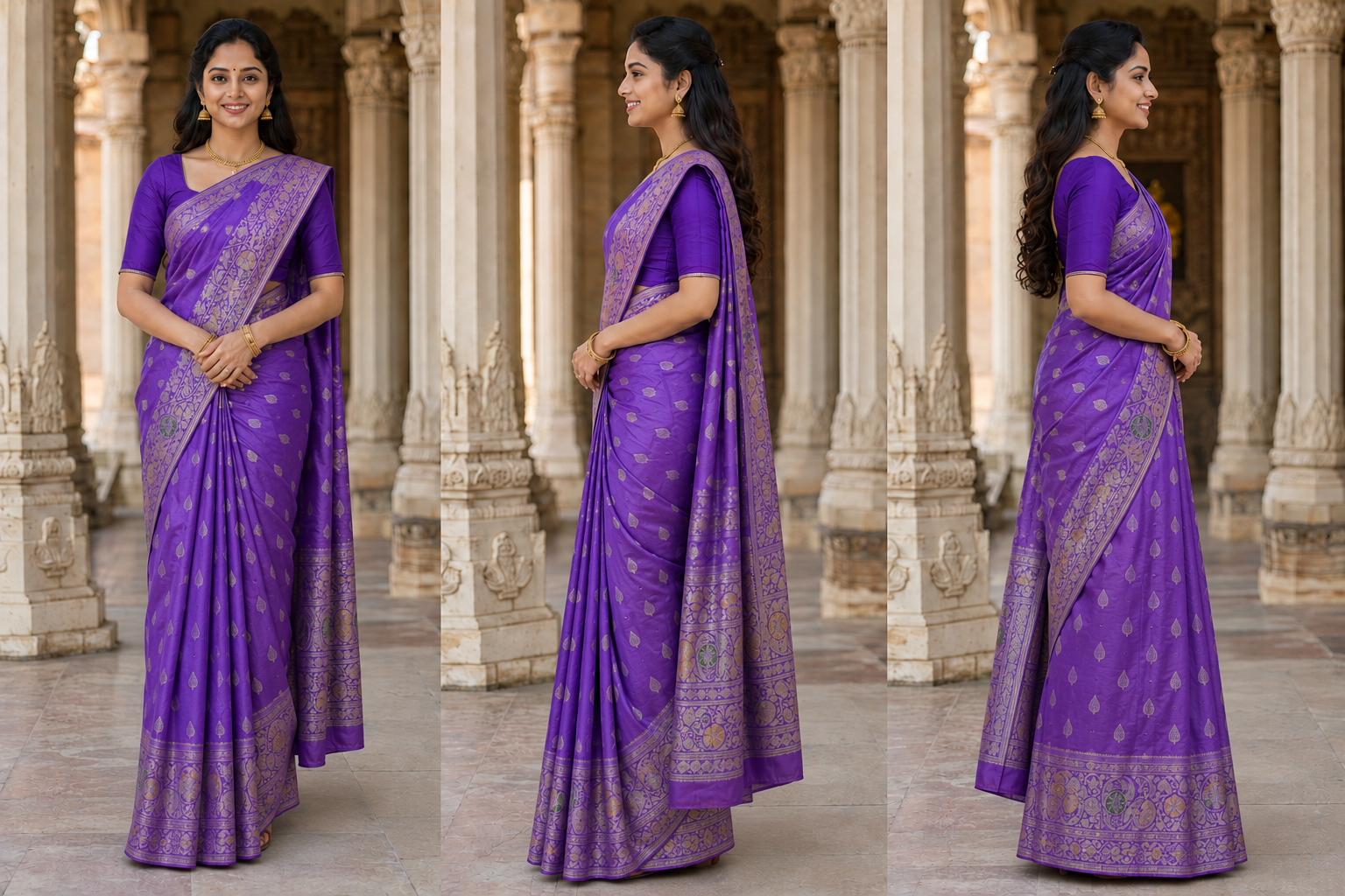 Royal Purple Banarasi Mashru Saree
