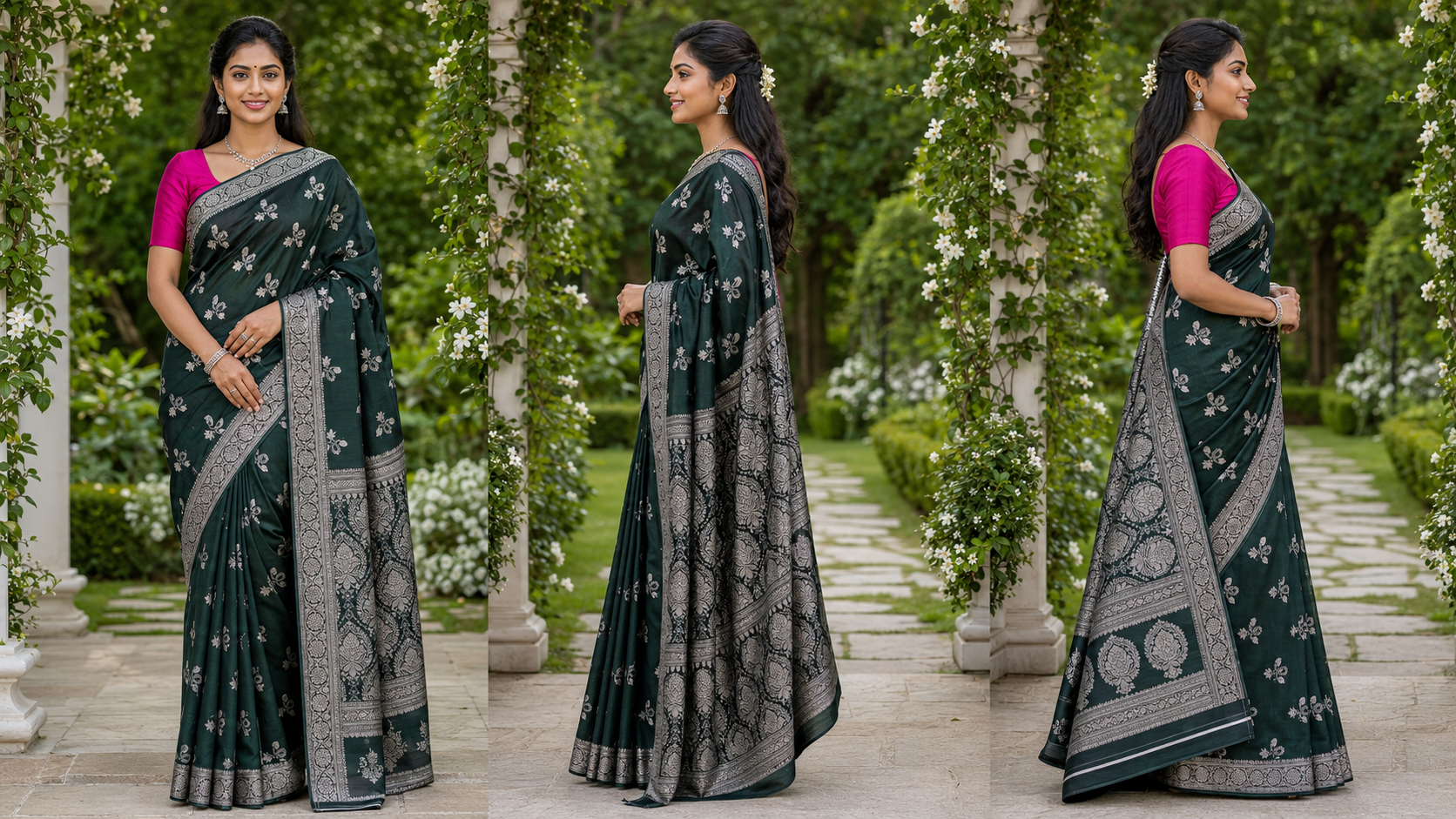 Emerald Majesty Banarasi Silk Saree